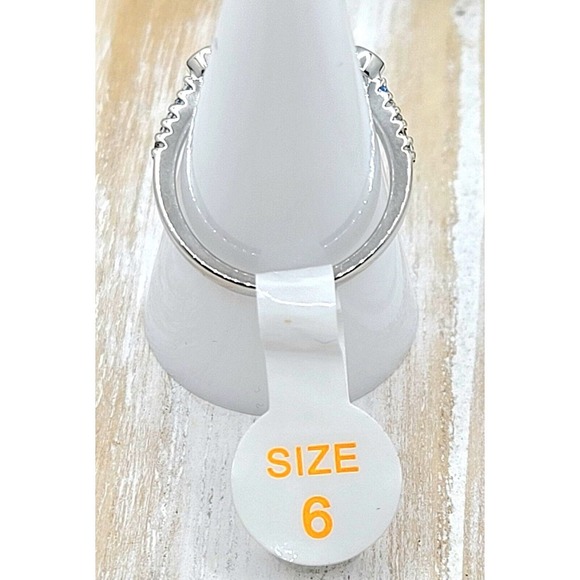 Lab created blue sapphire & aquamarine, Triple Plated Rhodium Size 6 RBP2146 - Picture 5 of 8